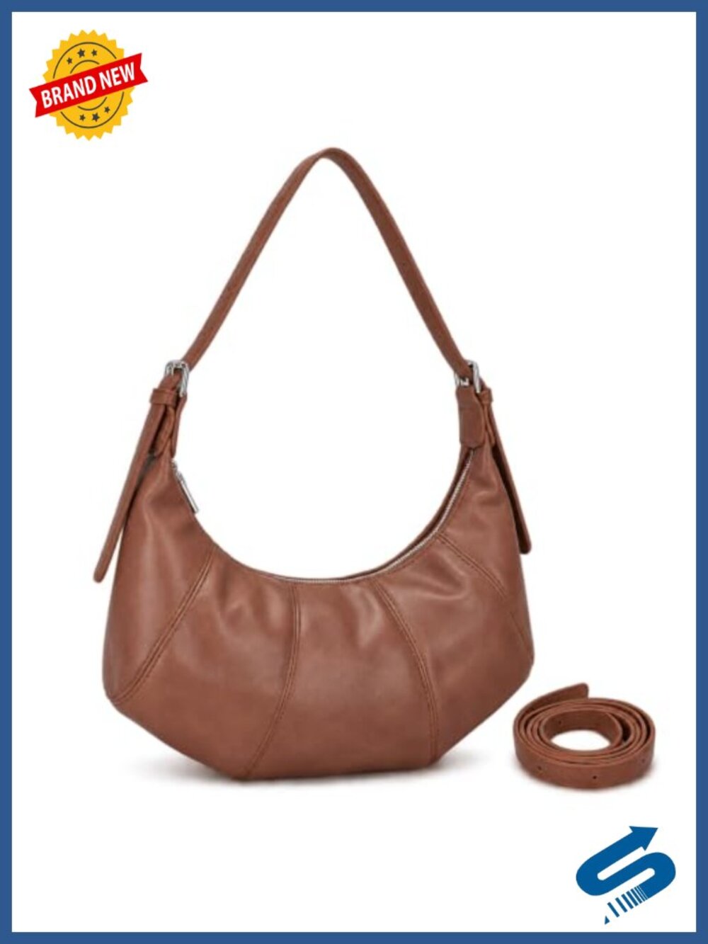 Soft Vegan Leather Slouchy Hobo Shoulder Bag Convertible Crossbody Purse